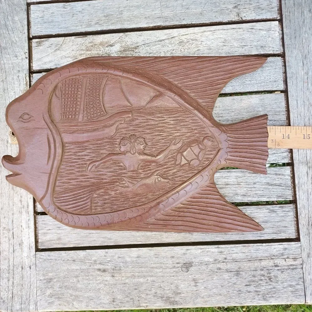 Vintage Handcarved Hawaiian Wooden Plaque